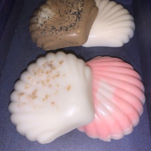 4 sea shells handcrafted soaps, homemade soap, Wedding favors, bridal shower favors, baby shower favors