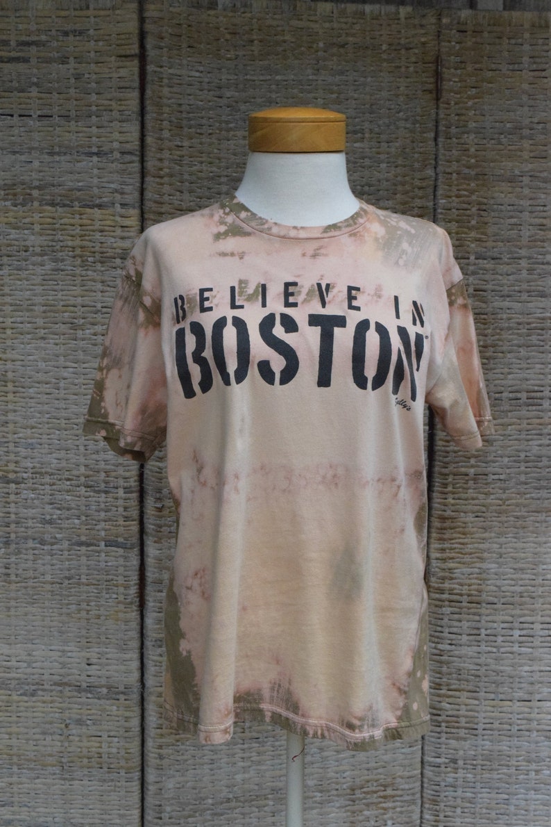 Believe in Boston Tee Boston Shirt OOAK Rugged Believe in Boston Reverse Dye Tee Rugged Tee Boston Graphic T-Shirt Boston T-Shirt