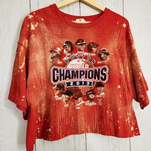 Boston Red Sox Crop Top Team T Shirt Red Sox Baseball 2013 Champions Crop Top Boston Red Sox Bleach Dye Shirt Red Sox Top Boston Crop Top