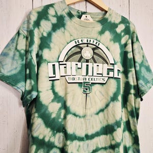 Boston Celtics Basketball Upcycled T Shirt Celtics Bleach Dye Top Boston Basketball Tee Celtics Game Shirt Celtics T-Shirt Celtic Tie Dye