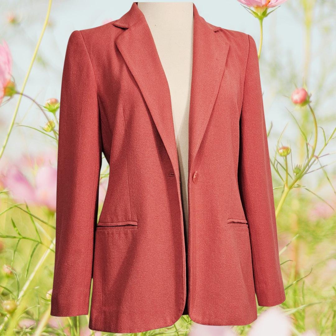 Vintage 90s Lord & Taylor Silk Blazer Soft Pink Petite Jacket Spring Blush Silk Blazer Minimalist Workwear