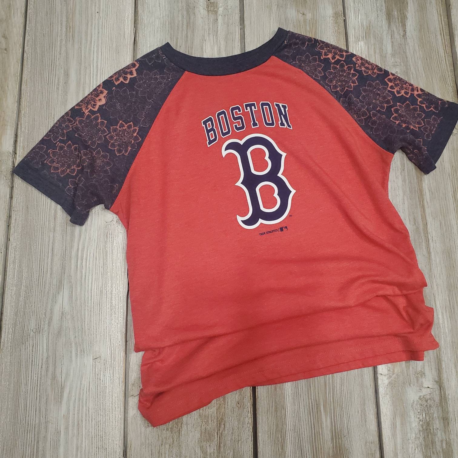 Ladies Boston Red Sox T-shirt Flower Print Short Sleeve - Etsy