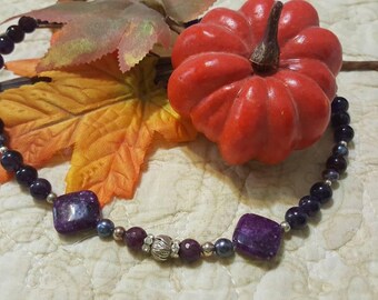 SALE AAA Grade Amethyst and Lepidolite Lotus Necklace - OOAK Autumn Tree Spirit Design