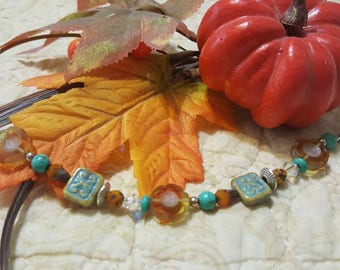SALE  Turquoise and Mookaite Bracelet - OOAK Autumn Tree Spirit Design