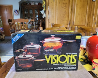 new old stock corning visions 1986 -6 piece rangetop set new sealed in box