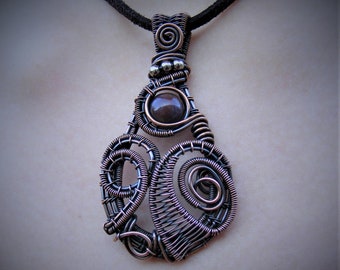 Wire wrapped copper pendant with jasper bead