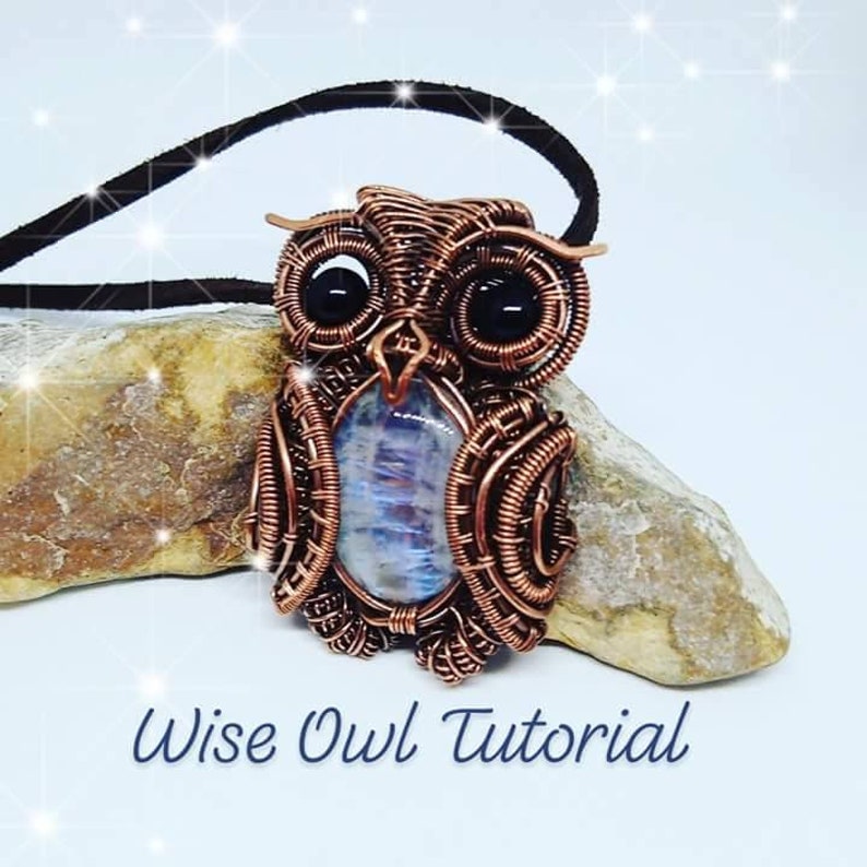 Wire Wrapped Owl Pendant Jewelry Tutorial step-by-step instructions, 100 photos, instant pdf download image 1