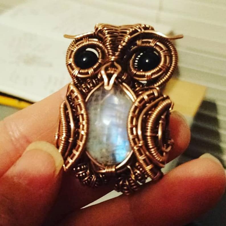 Wire Wrapped Owl Pendant Jewelry Tutorial step-by-step instructions, 100 photos, instant pdf download image 4