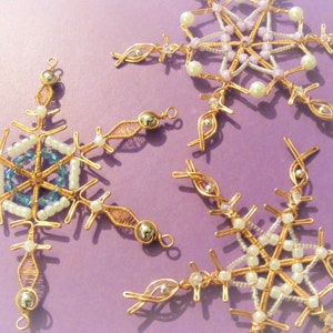 Wire wrapped snowflake tutorial Christmas decoration wire and bead snowflake ornament pdf download, step by step instructions image 3