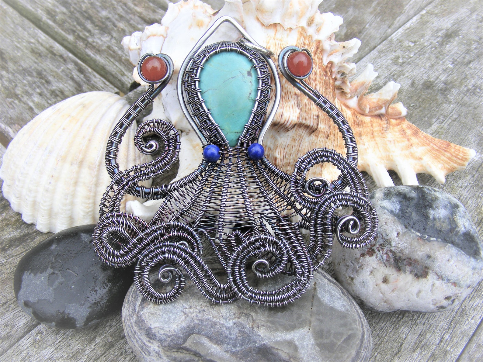 Wire Wrapped Octopus Pendant Tutorial Kraken Necklace Etsy