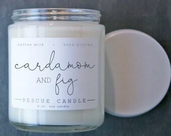 Cardamom and Fig / 8 oz Soy Candle / Holiday Candles / Donation to Animal Rescue with Purchase