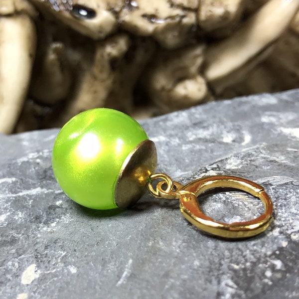 Earrings - Metallic Lime Green, Gold