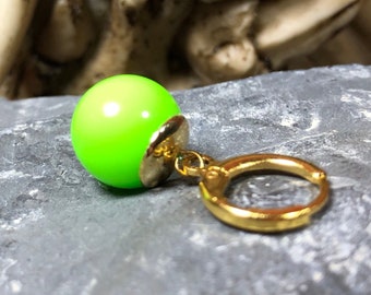 Earrings - Small Green Acrylic, Gold