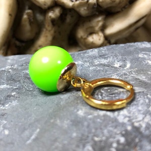 Earrings - Small Green Acrylic, Gold