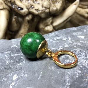 Earrings - Dark Marbled Green, Gold