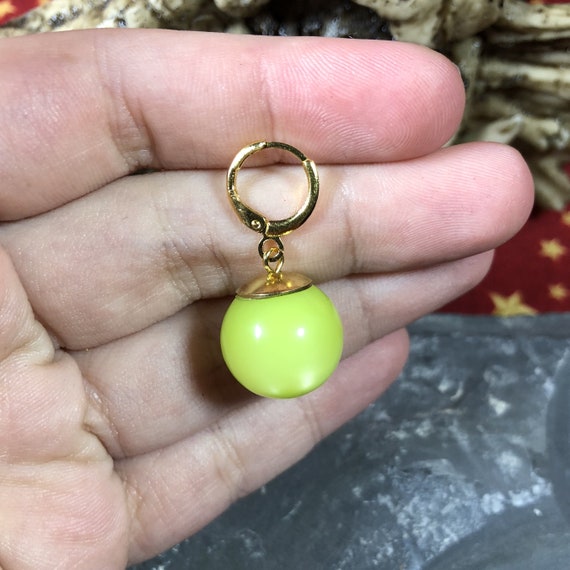 New Super Vegetto Potara Earrings Green And Yellow Bead Dangle Ear