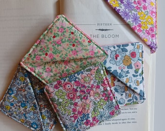 Floral Fabric Corner Bookmarks made with Liberty Fabric,Perfect Gift for Book Lovers, Teachers, Mother's day ***FREE SHIPPING***