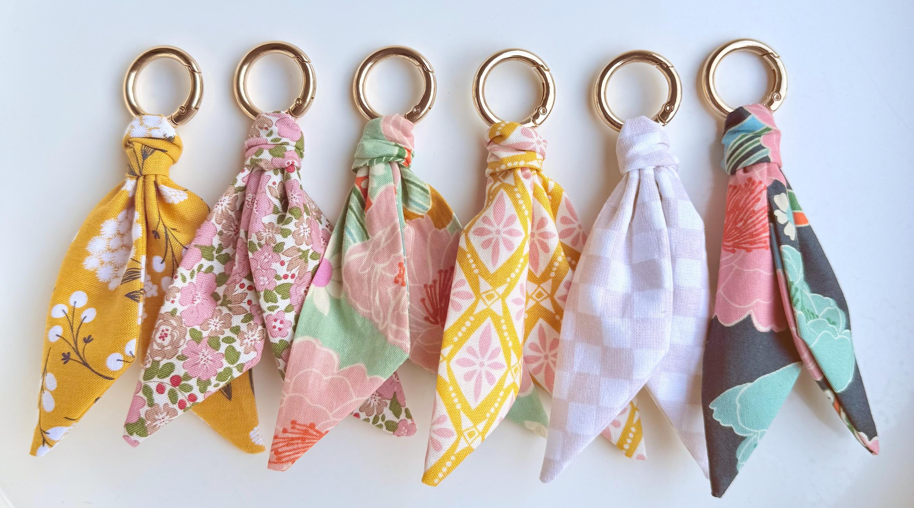 Floral Fabric Keychain, Scarf Keychain, Bag Charm, Purse Accessories ...