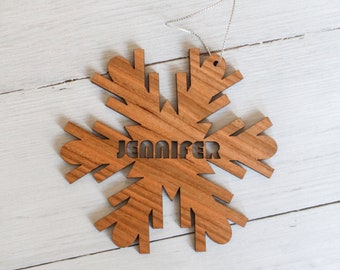 Personalized Wood Snowflake Ornament