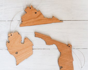 Personalized Wood State Ornament