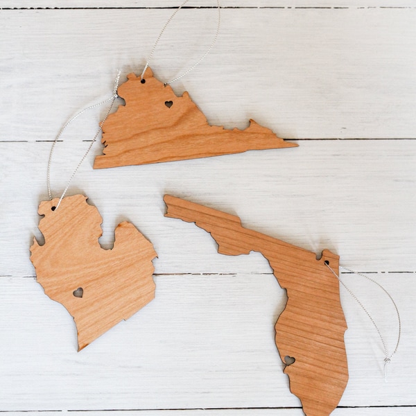 Personalized Wood State Ornament