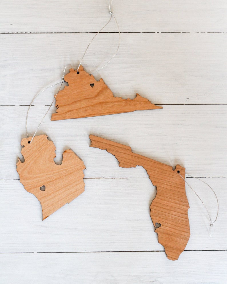 Personalized Wood State Ornament image 1