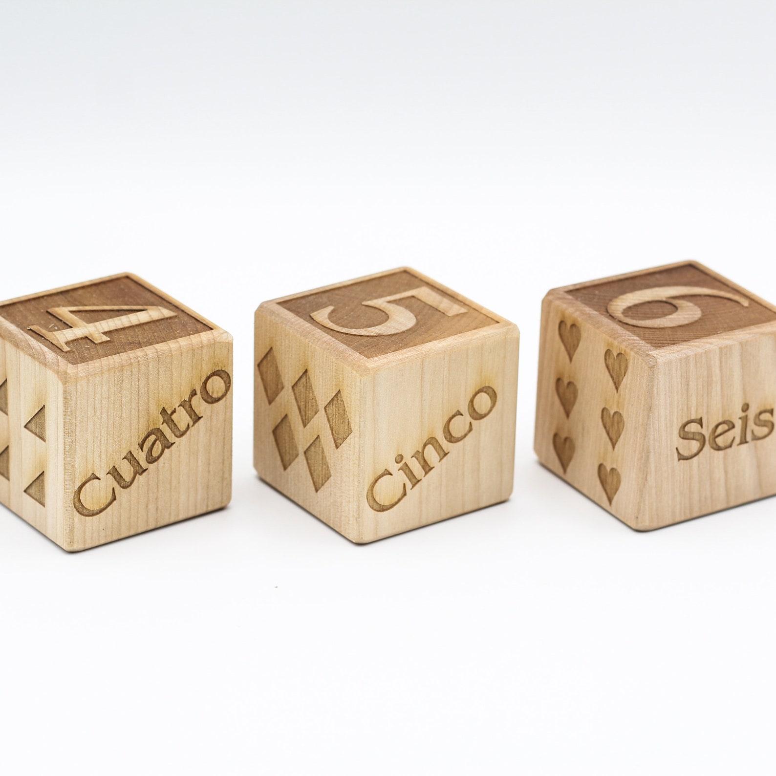 Wood Number Block Set with Spanish Etsy