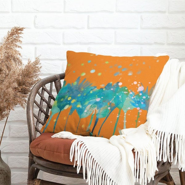 Teal and Orange Pillow Etsy