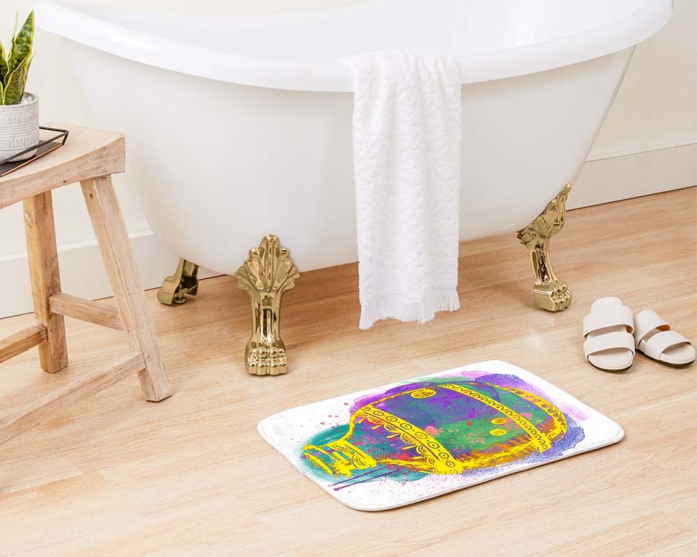 Colorful Bath Mat With a Watercolor Hot Air Baloon Gap107 Etsy