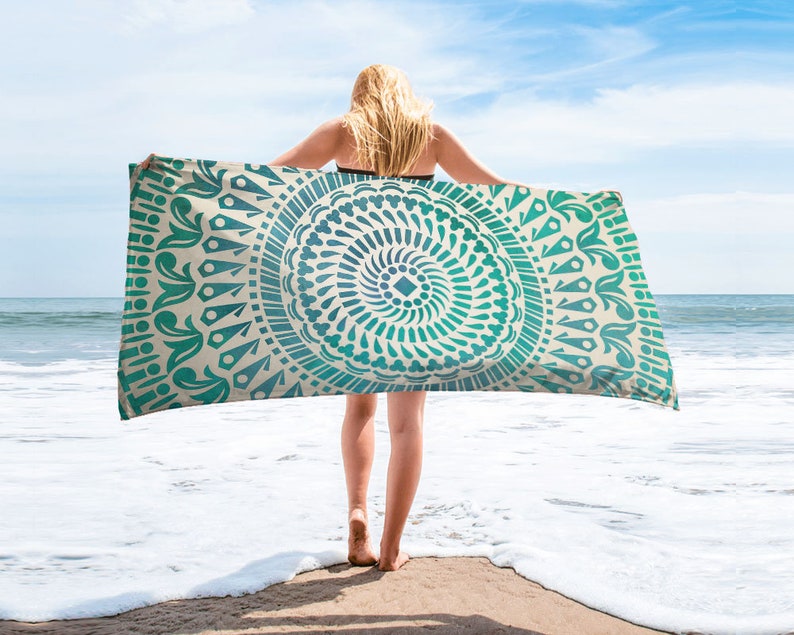 Mandala Bath Towel Boho Beach Towel Bathroom Hand Towel Etsy