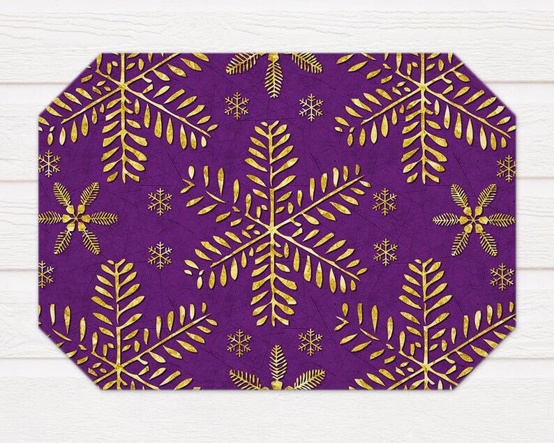 Colorful Christmas Placemats in Purple with Gold or Silver Etsy