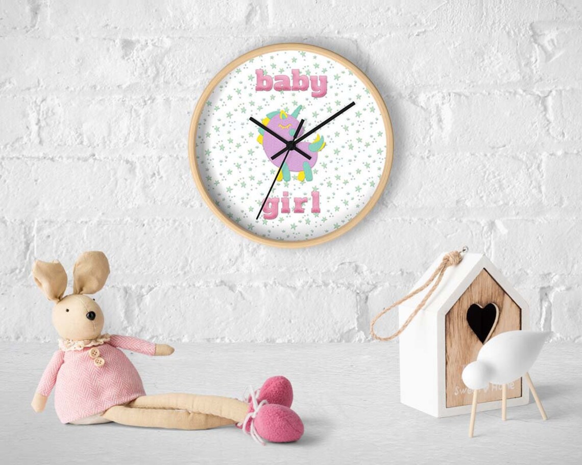 Unicorn wall clock Baby girl clock Baby shower gift Nursery Etsy