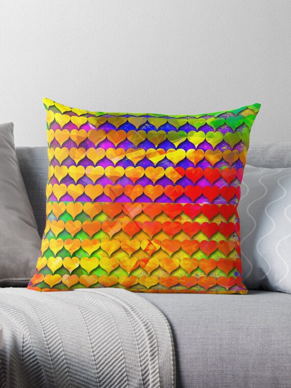 Heart Pillow Colorful Lumbar Pillow Accent Pillow Etsy
