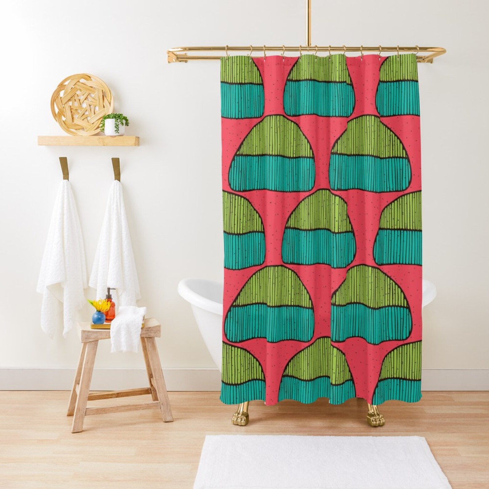 Colorful Shower Curtain Bold Bathroom Decor Housewarming Etsy