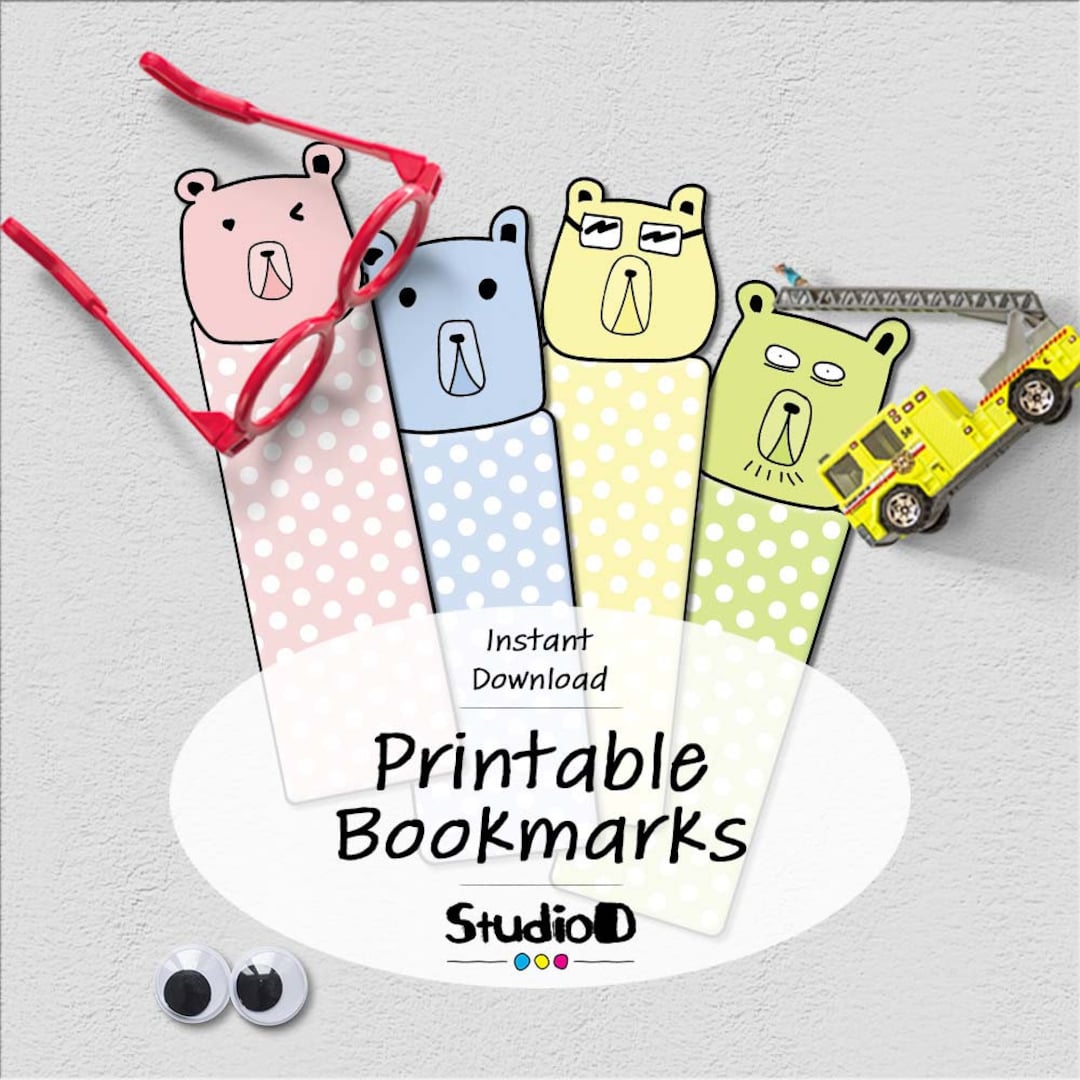Printable Teddy Bookmarks, Cute Teddy Bears, Pastel Polka Dots ...
