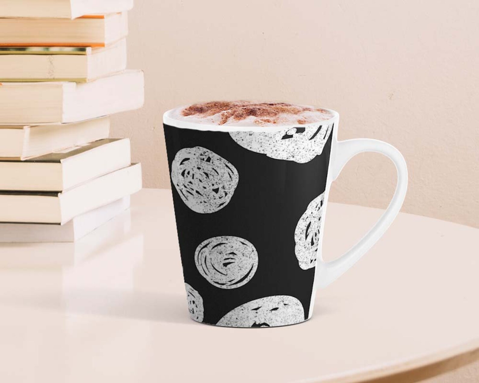 Black and White Polka Dots Latte Mug Modern Mug Ceramic Etsy