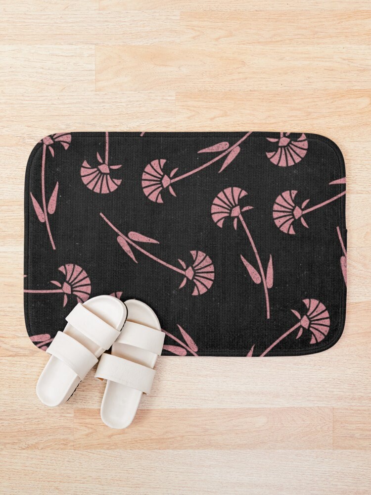 Black and Pink Floral Bath Mat Botanical Home Decor Gdp0141 Etsy
