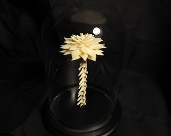 Bone Flower Under Glass Dome