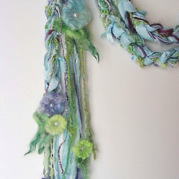 Kunst Garn Schal - Belt - Lariat - Boa - Flower Schal - dünnen Schal