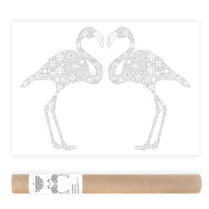 Flamingo Coloring Page, Adult Coloring Page, Giant Coloring Page, Flamingo Poster Coloring, Flamingos Coloring Poster, Birds Coloring Page