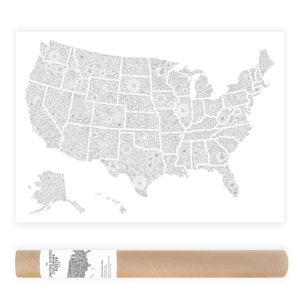 Affiche de carte de voyage des Etats-Unis, carte des Etats-Unis à colorier, affiche de coloration de carte de voyage des Etats-Unis, affiche de carte des Etats-Unis, carte de voyage des Etats-Unis, page de coloriage de carte des Etats-Unis