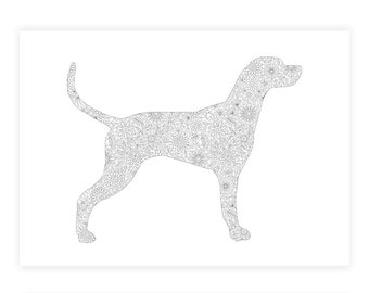 Dog Silhouette Poster for Adult Coloring with Spring Flowers Pattern - Choose Your Dog Breed - Art Collaboration with Amber Marie Studio