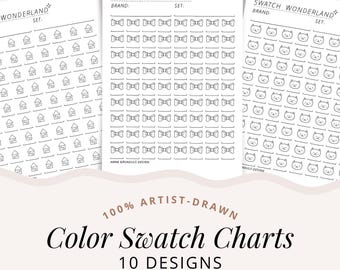 Nuanciers imprimables pour crayons, marqueurs et fournitures artistiques, 10 pages avec 72 nuanciers vierges, palette de bricolage pour livres à colorier