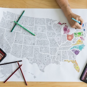 USA Travel Map Poster, US Map to Color In, Us Travel Map Coloring ...