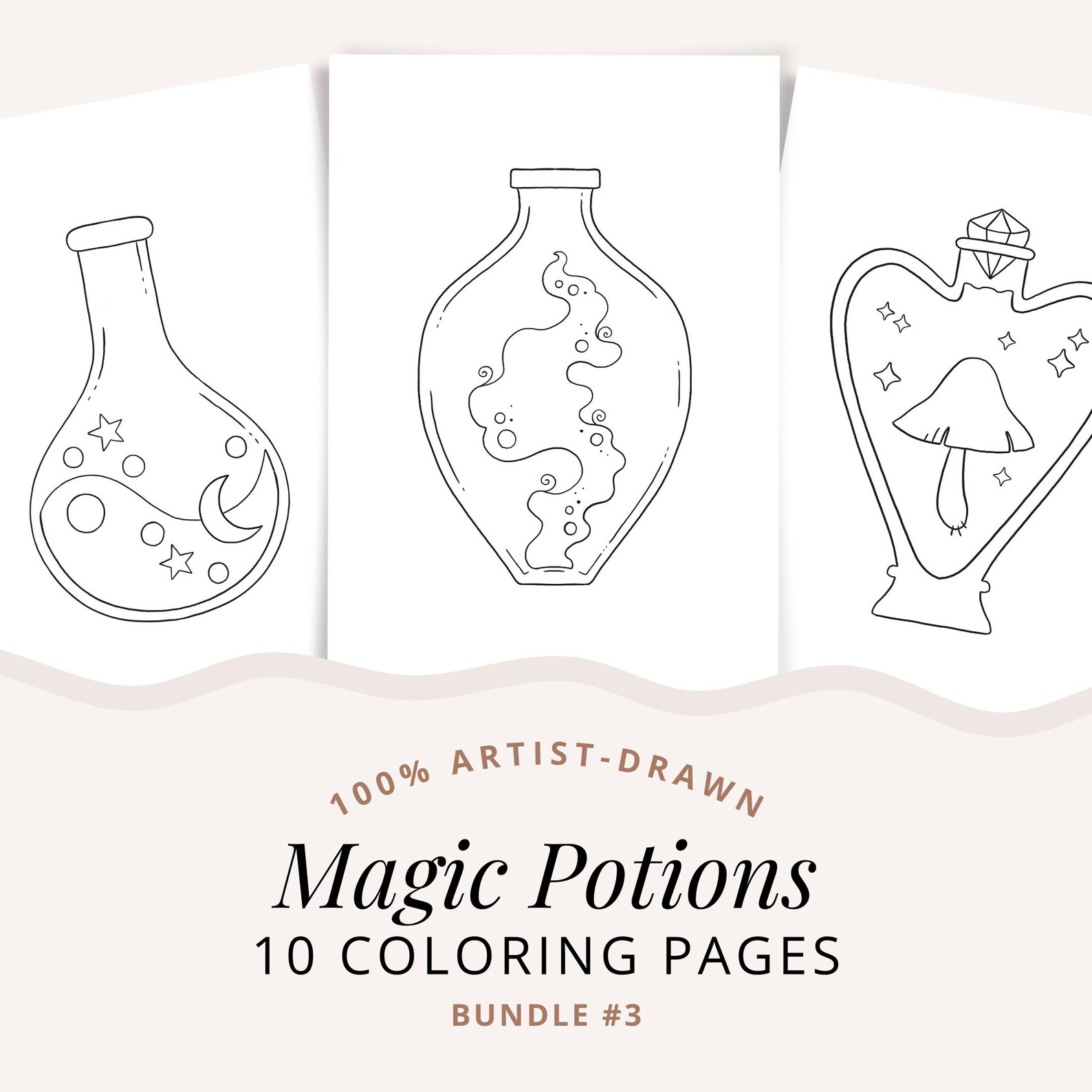 Potion Bottles Coloring Pages Printable, Magic Coloring Book Bold and ...