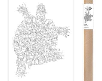 Turtle Coloring Page, Adult Coloring Page Turtle, Turtle Coloring Poster, Turtle Poster Coloring Page, Coloring Page Poster, Turtle Wall Art