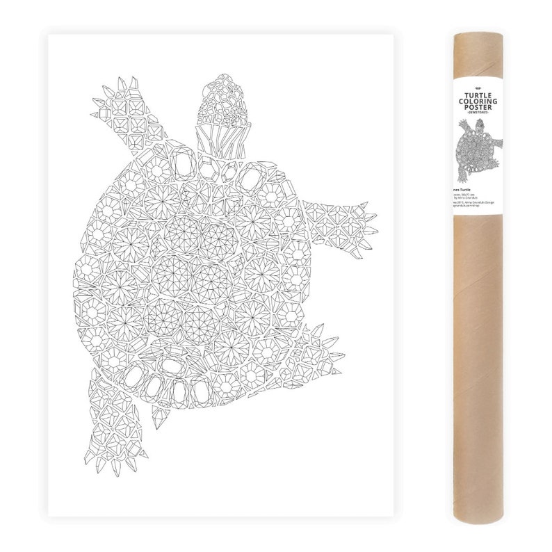 Turtle Coloring Page, Adult Coloring Page Turtle, Turtle Coloring Poster, Turtle Poster Coloring Page, Coloring Page Poster, Turtle Wall Art image 1