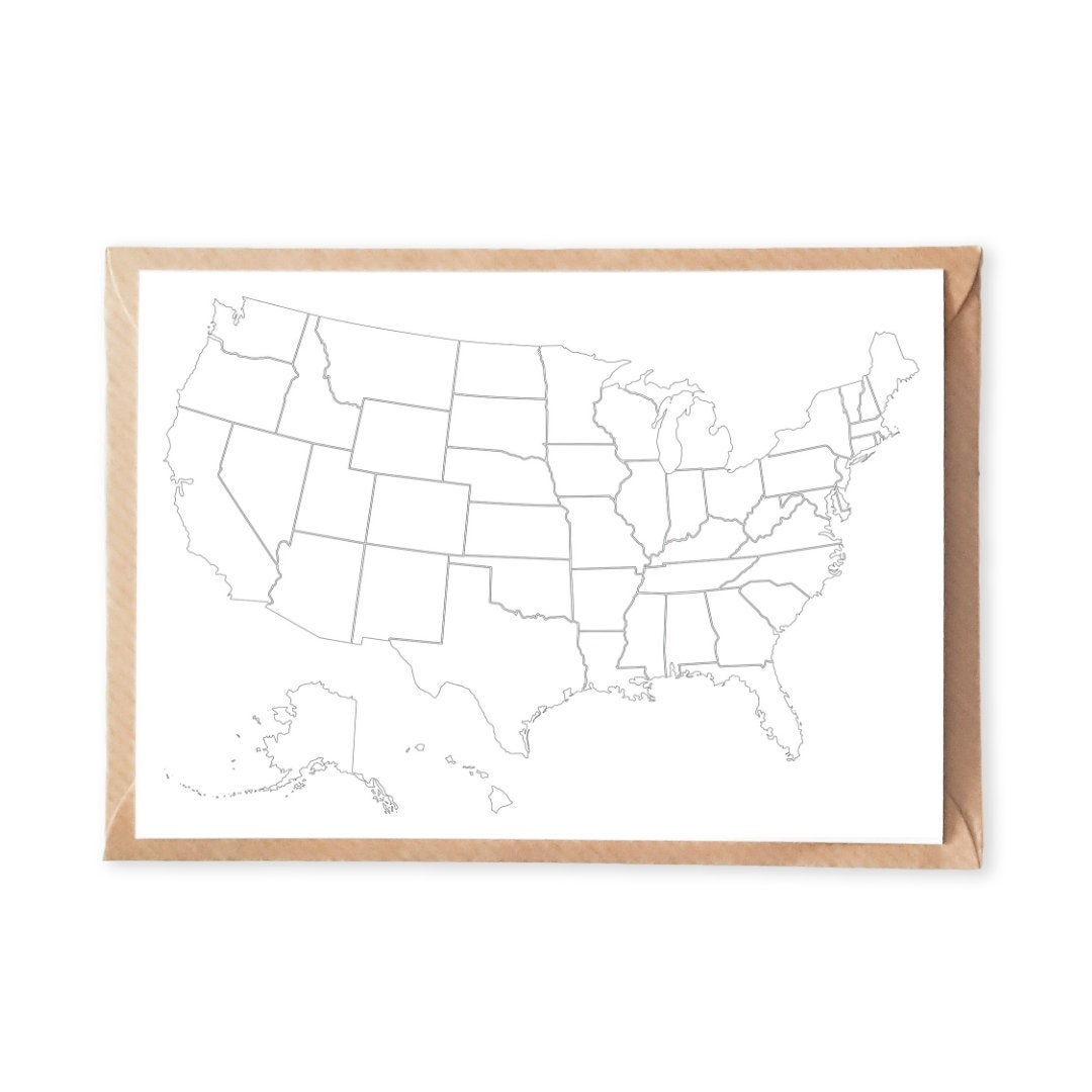 Printable Postcard Of Us Map