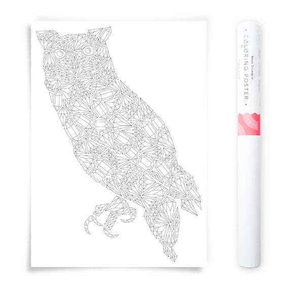Owl Coloring Pages, Adult Coloring Poster, Large Coloring Page, Large Owl Poster, Owl Coloring Poster, Adult Coloring Page, Big Owl Poster