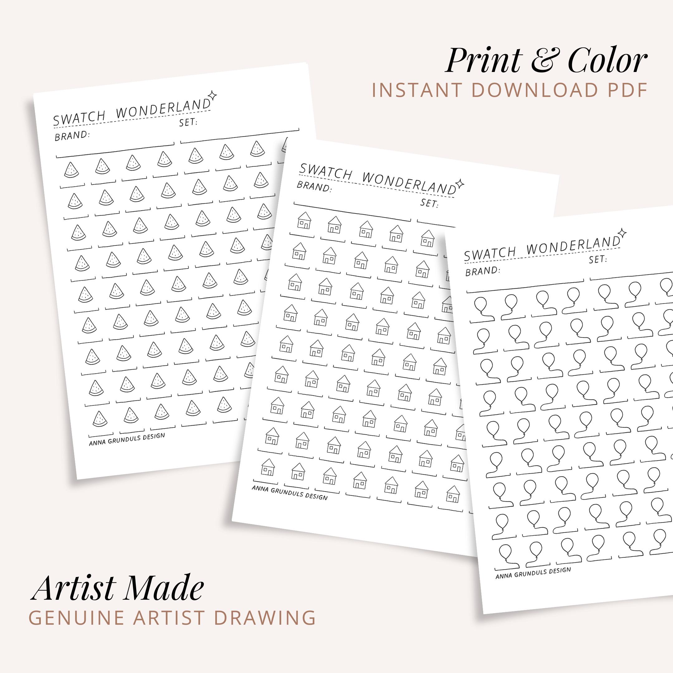 Printable Color Swatch Charts for Pencils, Markers and Art Supplies, 10 ...